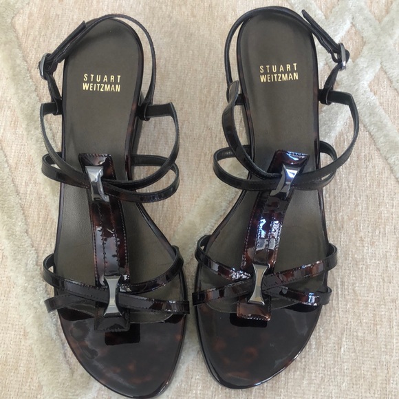 New Stuart Weitzman Tortoise Shell Patent Wedge - Picture 2 of 6